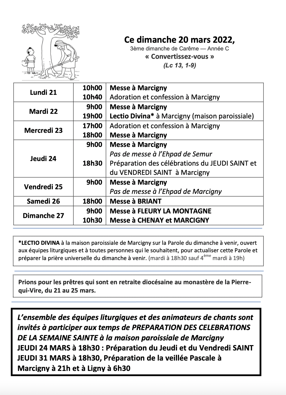 Semaine du 20 mars